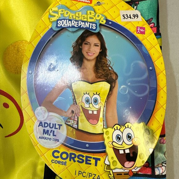 SpongeBob SquarePants Corset Bustier Halloween Costume Cosplay Adult NWT - Picture 3 of 9